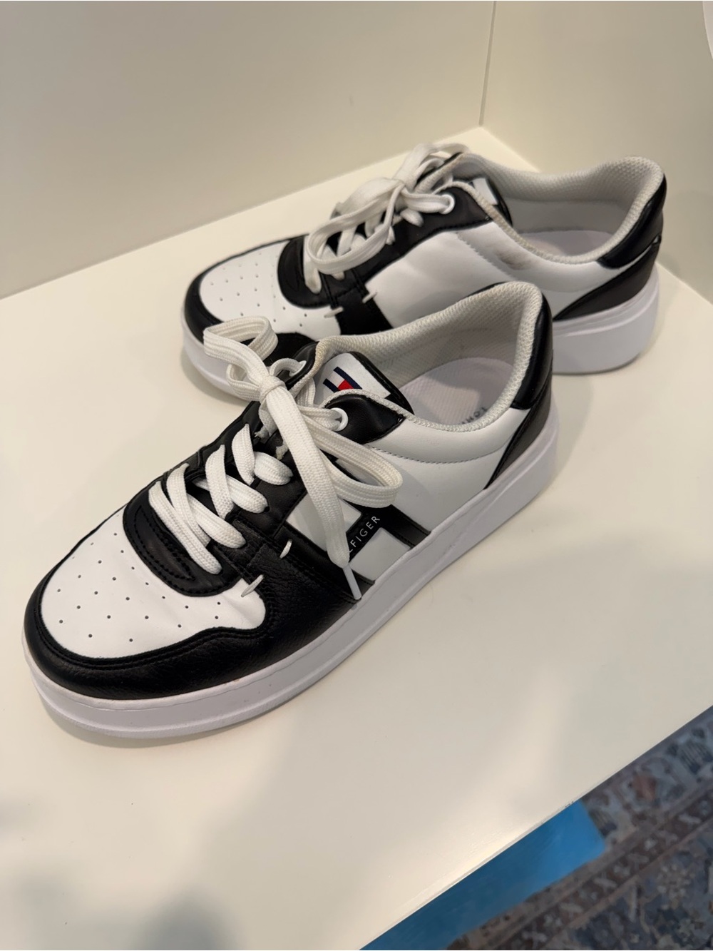 Tommy Hilfiger Black and White Low-Top Sneakers